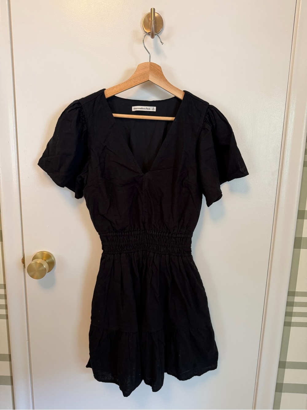 Abercrombie & Fitch Black Smocked-Waist Mini Dress